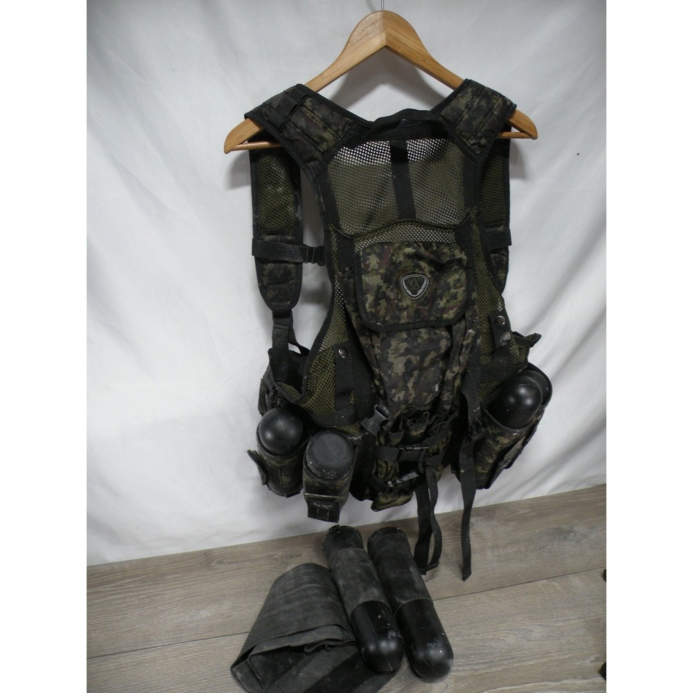 NXe Paintball Vest Digital Camo Harness Pod Pack with 7 Pods - Adjustable Size